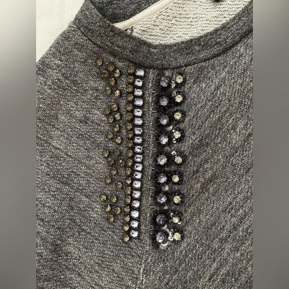 J. Crew 💎 Beloved Bejeweled Sweatshirt, Black Label, Raglan Sleeve, SZ L - Picture 5 of 14